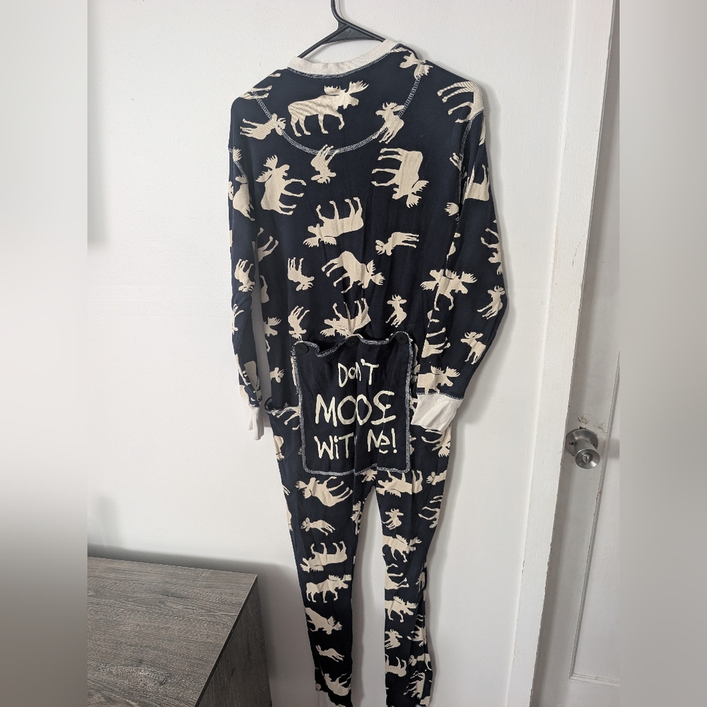 Lazy One Unisex Flapjack One Piece‎ Adult Pajamas Moose Print - Picture 5 of 7